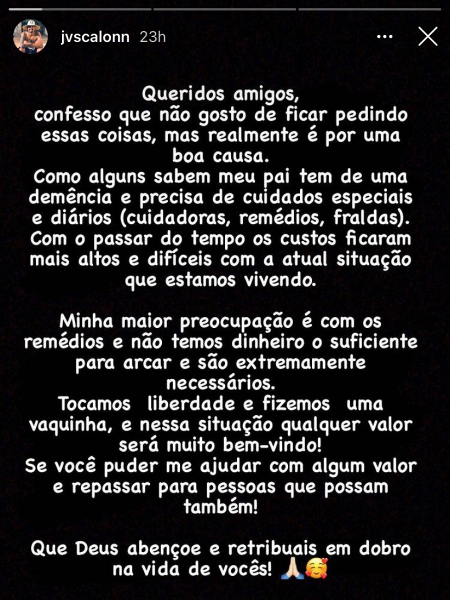 Primos de Alok criam vaquinha na web pedindo ajuda para tratamento do pai