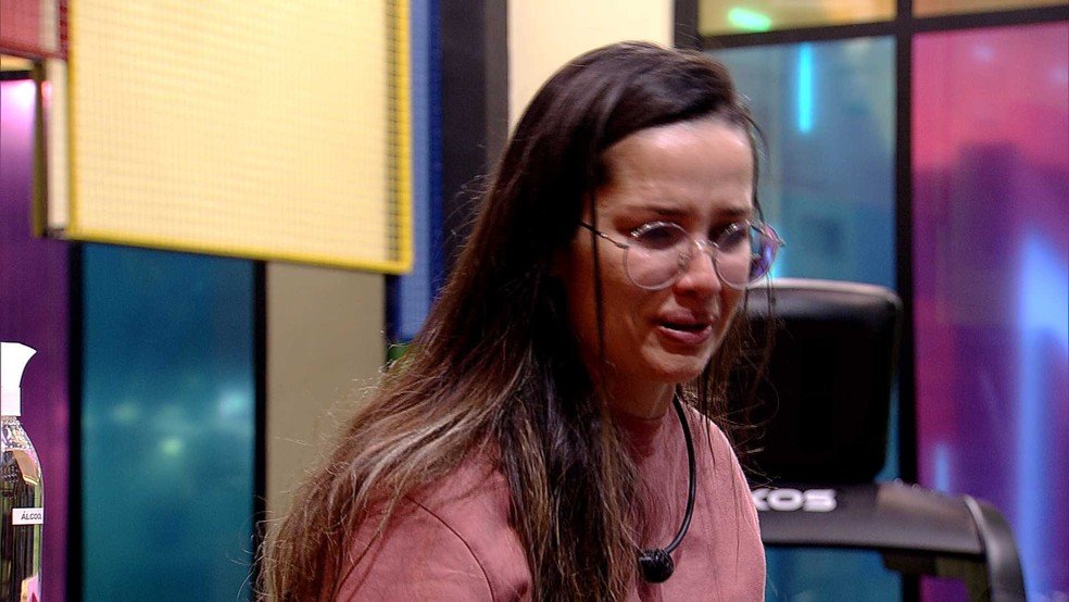 bbb21 Juliette chora na academia. (Foto: Globo)