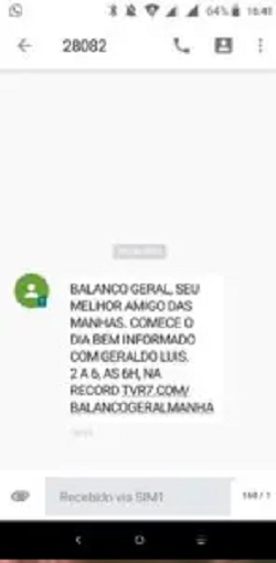 Record apela para disparo de mensagens pedindo para o público assistir Geraldo Luís