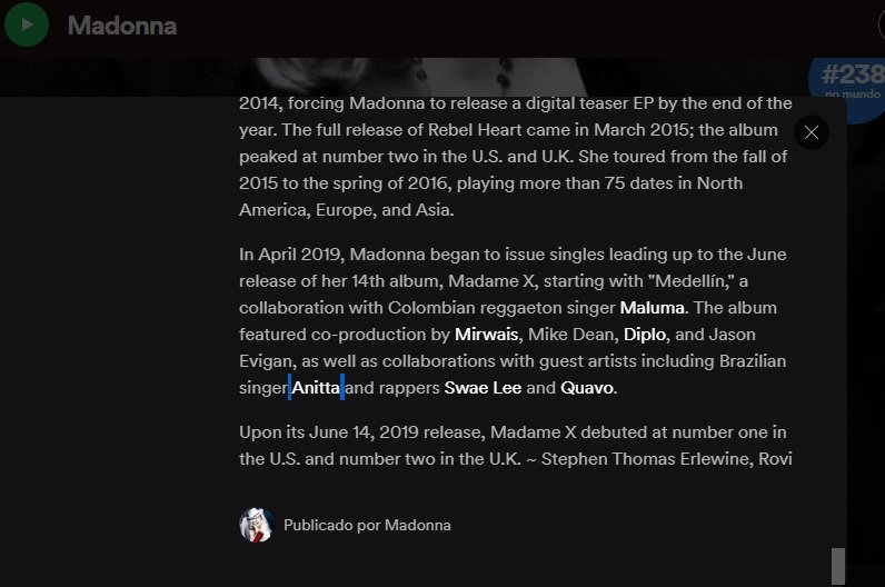 bio madonna spotify anitta