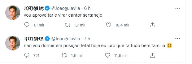 João Guilherme surta após boato que Jade Picon e Neymar teriam ficado