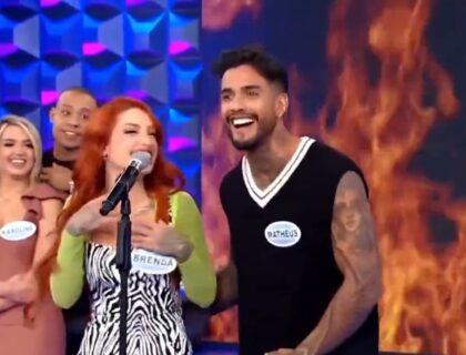 Imagem do post: Vídeo: Brenda passa mão em parte íntima de Matheus Sampaio em programa do SBT e choca apresentadora