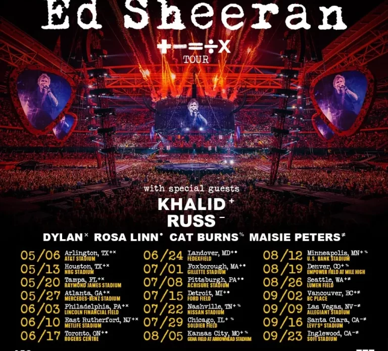 Ed Sheeran anuncia datas da turnê norte-americana "+ – = ÷ x Tour"