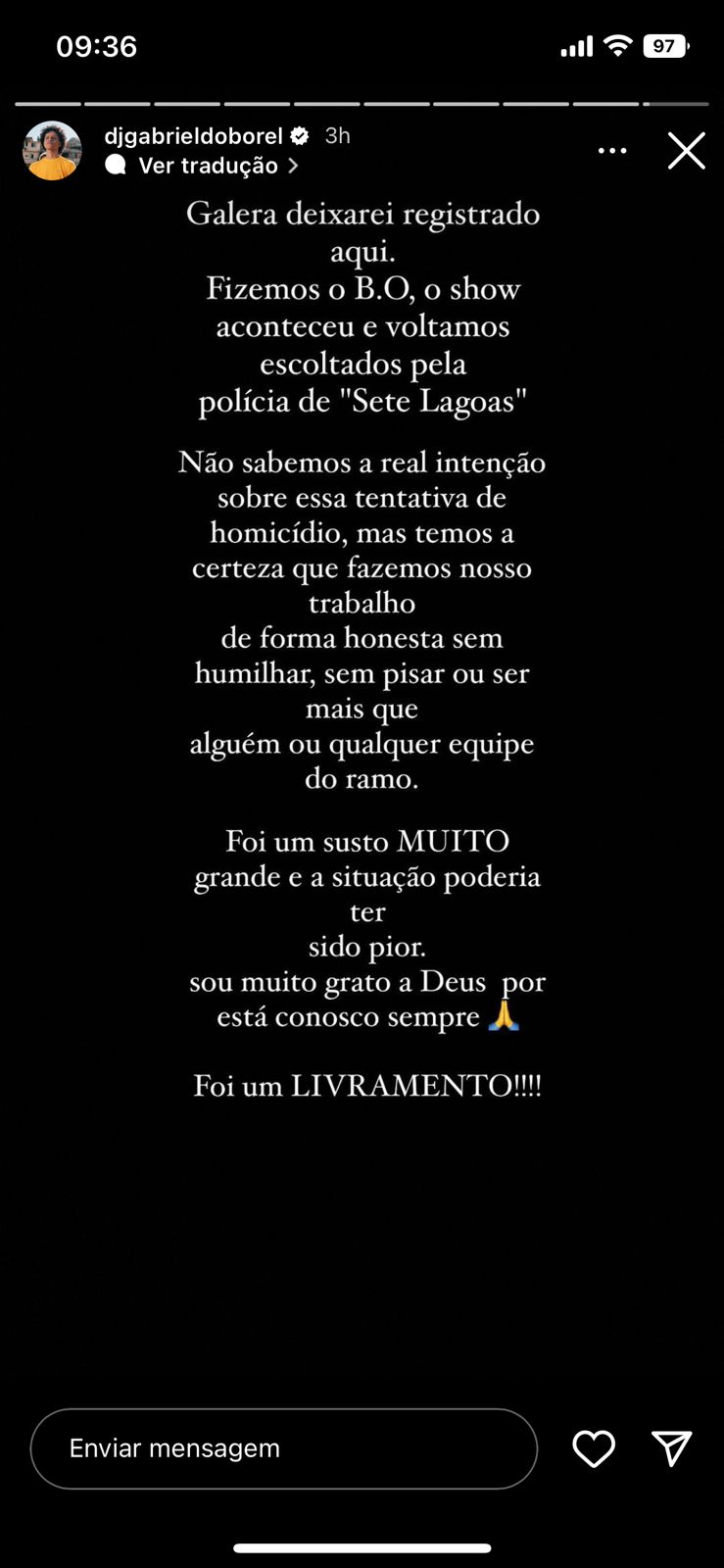 DJ Gabriel do Borel, do hit "sentaDONA", sofre tentativa de homicídio em Minas Gerais