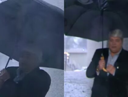 Imagem do post: Datena toma banho de chuva ao vivo na Band: “Chuva pesada aqui”