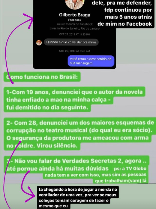 Ator de ‘Verdades Secretas’ denuncia autor da Globo de assédio sexual