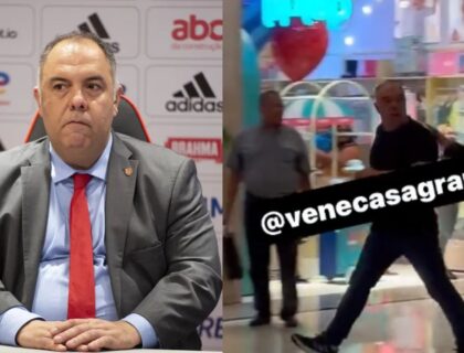 Imagem do post: Vídeo: vice-presidente do Flamengo é acusado de morder a virilha do torcedor em briga