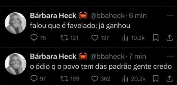 Ex-bbb Barbara Heck surta após "padrões" serem esnobados no BBB24 47 Ex-bbb Barbara Heck surta após "padrões" serem esnobados no BBB24