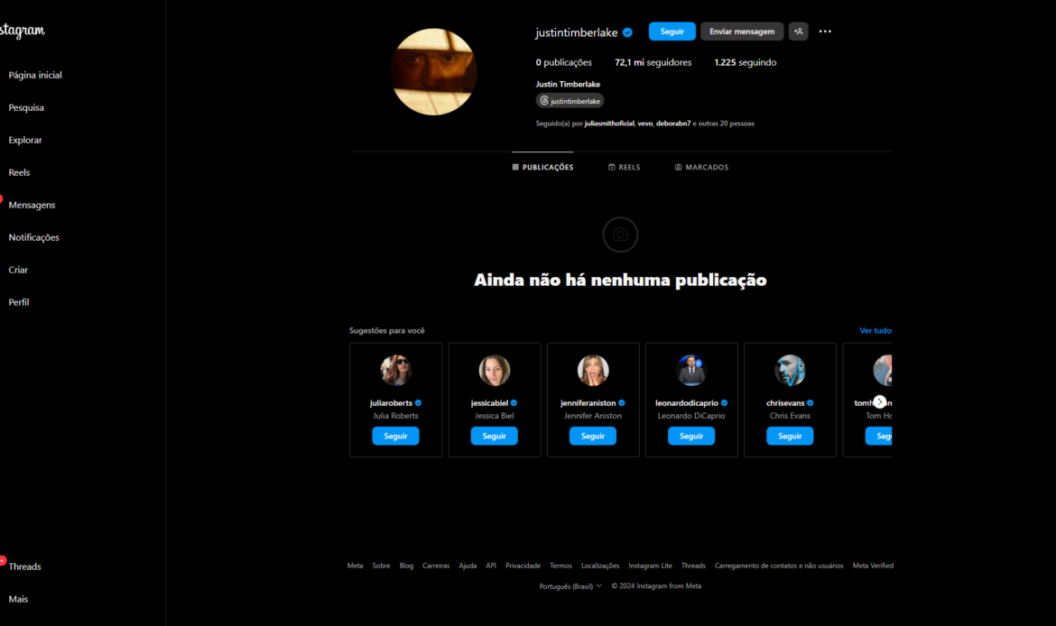 Após polêmica de biografia de Britney, Justin Timberlake apaga posts de seu Instagram