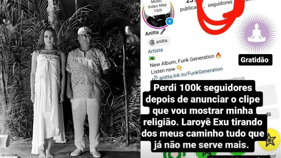 Anitta perde 100 mil seguidores após anunciar clipe exaltando o candomblé; veja