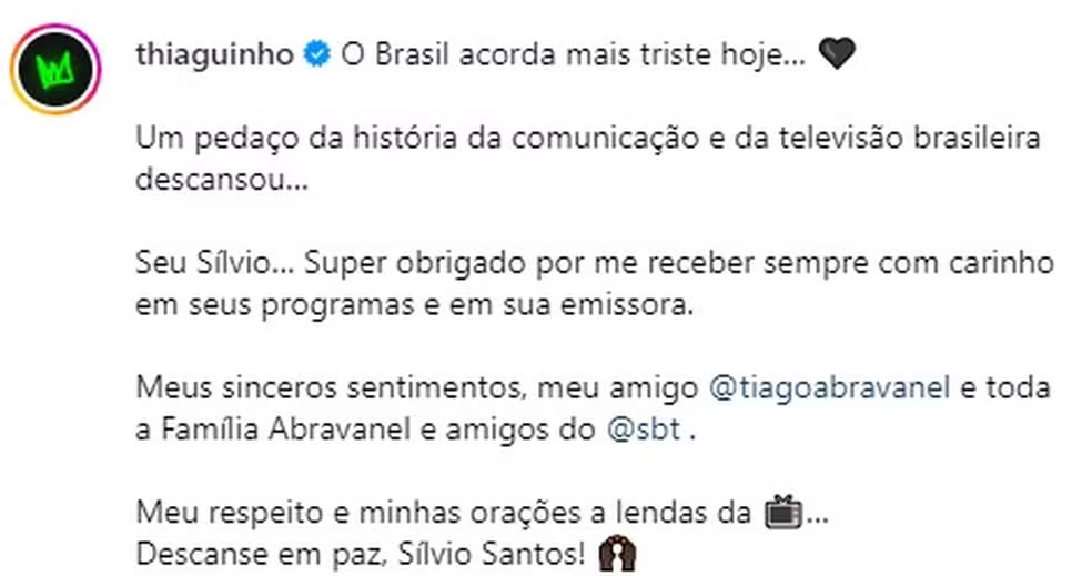 Famosos lamentam a morte de Silvio Santos