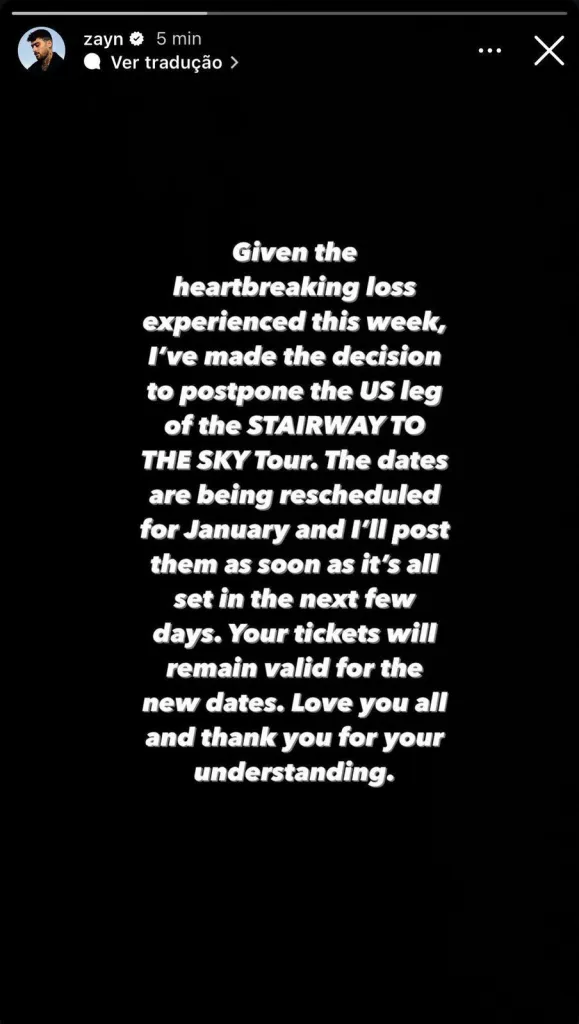 Zayn Malik adia shows após morte de Liam Payne