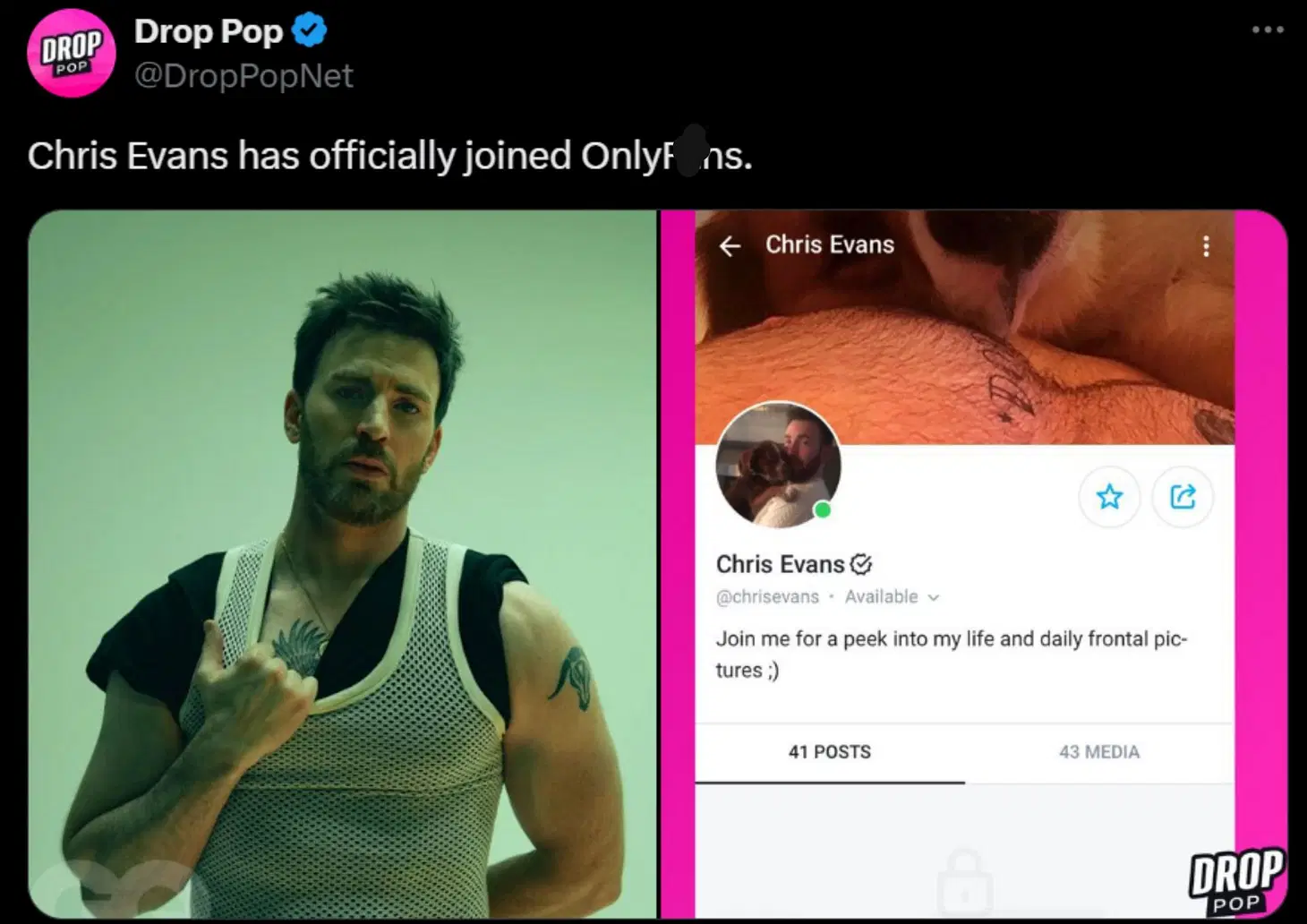 Chris Evans, o Capitão América, criou uma conta no OnlyFans? Vem saber