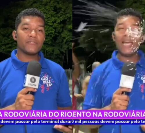 Imagem do post: Repórter da Globo leva espuma na cara e tem celular roubado durante transmissão de carnaval