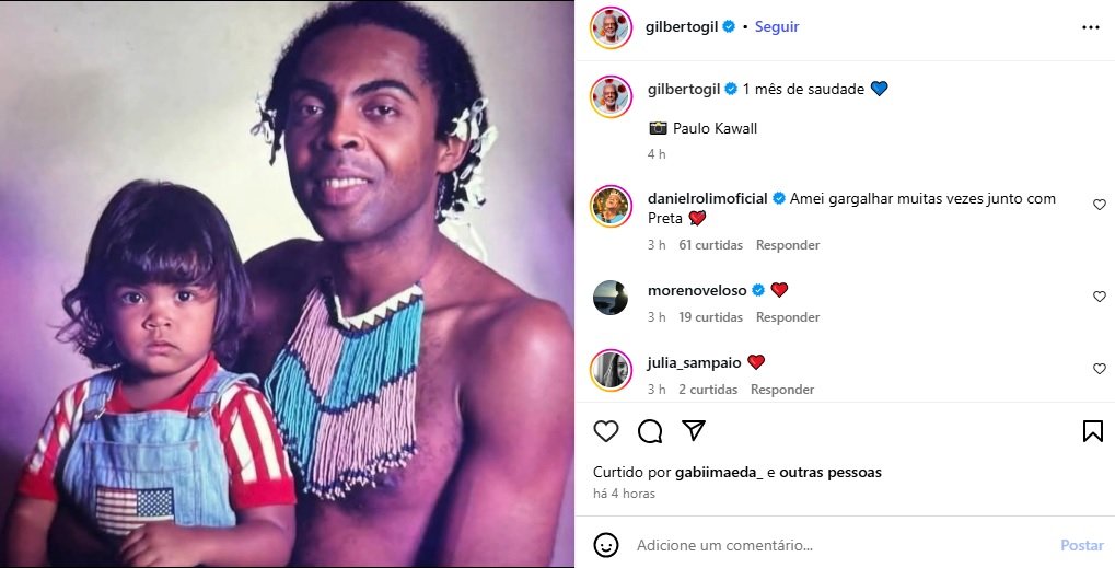 Gilberto Gil se emociona ao lembrar de Preta Gil: 'Um mês de saudade'