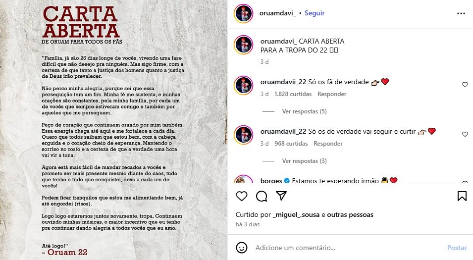 Vídeo de Oruam cantando em aniversário de pastor volta a viralizar na web