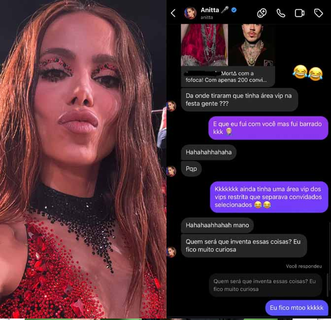 Anitta desmente boatos sobre área VIP em festa de Bruna Marquezine