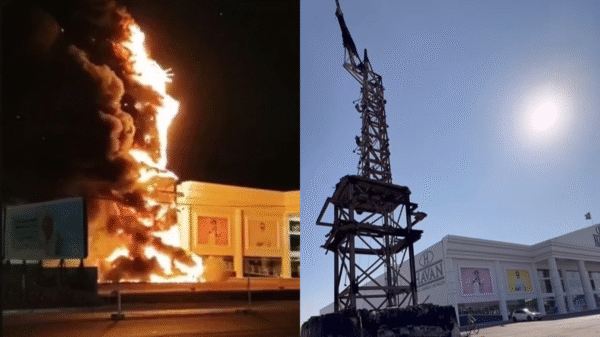 Vídeo mostra estátua da Havan tomada pelo fogo em Pernambuco