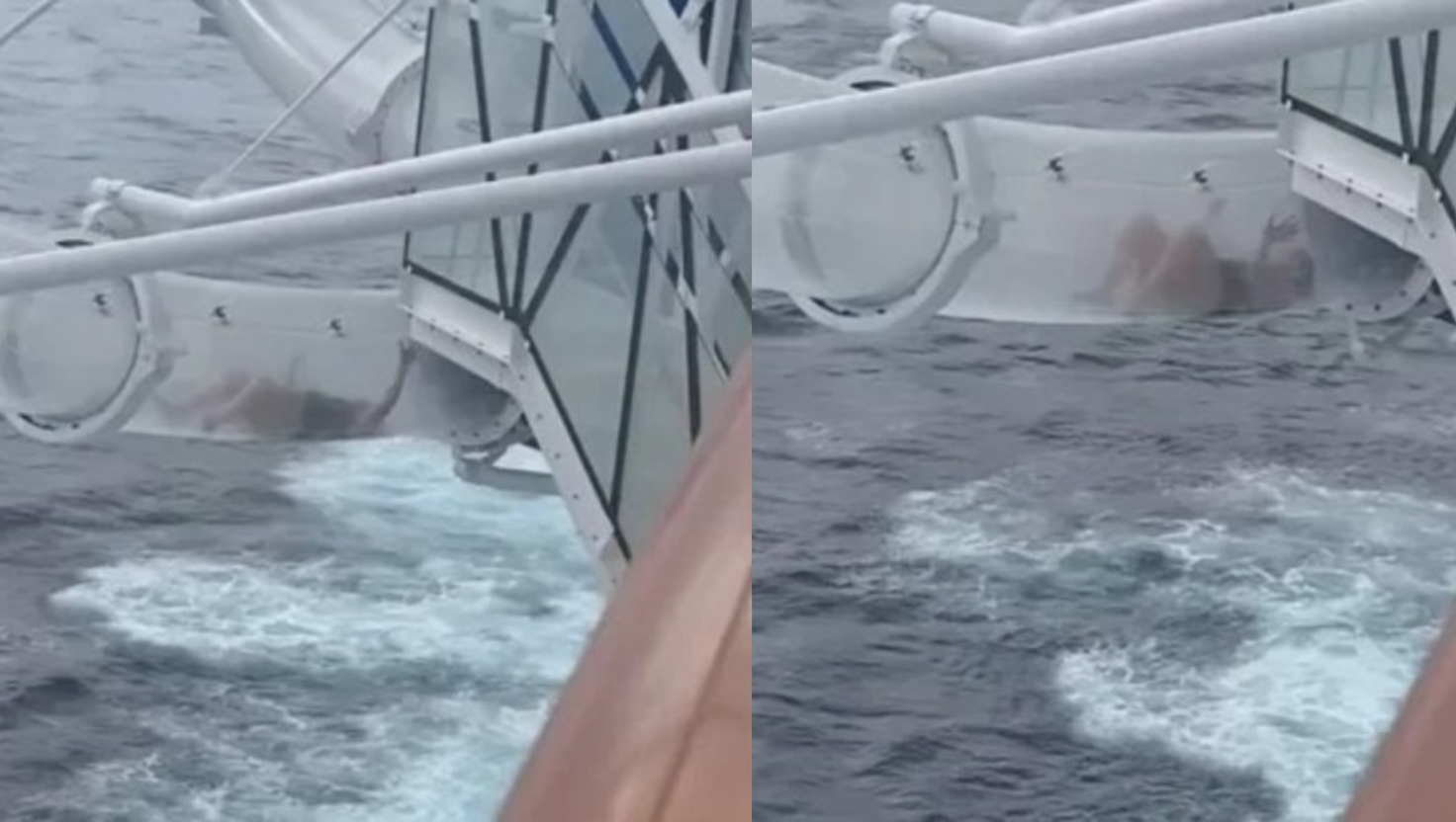 Passageira fica presa em toboágua de navio a 50 metros acima do mar; vídeo 51 Passageira fica presa em toboágua de navio a 50 metros acima do mar; vídeo