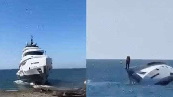 Vídeo: Iate de luxo de R$ 5,1 milhões afunda minutos após ser lançado ao mar na Turquia