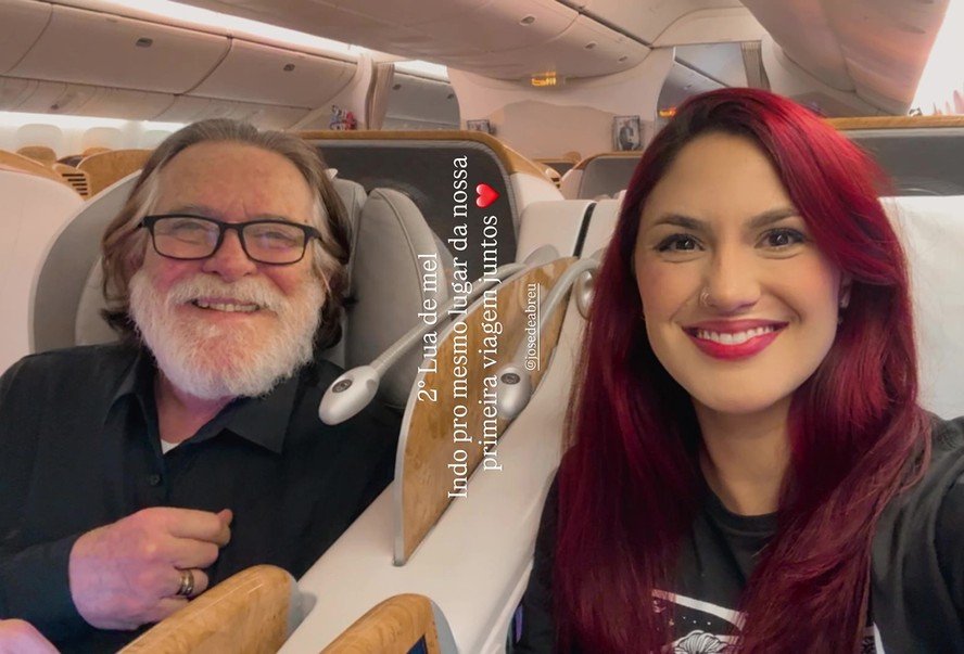 José de Abreu embarca em nova lua de mel com esposa 52 anos mais jovem