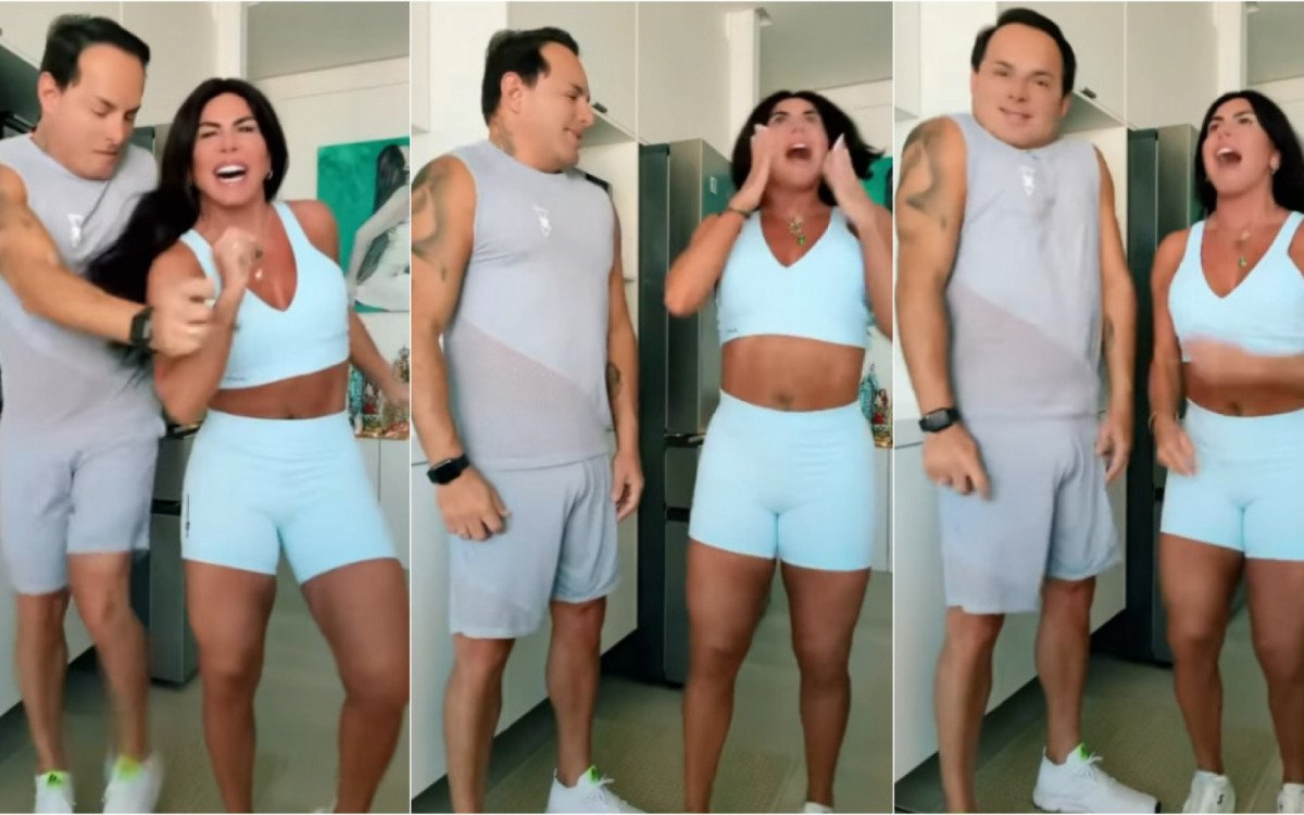 De barriga de fora, Gretchen faz dancinha com o marido e encanta fãs nas redes sociais 51 De barriga de fora, Gretchen faz dancinha com o marido e encanta fãs nas redes sociais