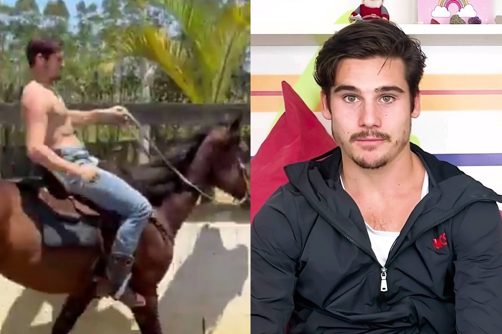 Nicolas Prattes surge cavalgando em vídeo e fãs exaltam boa forma: "Sexy"