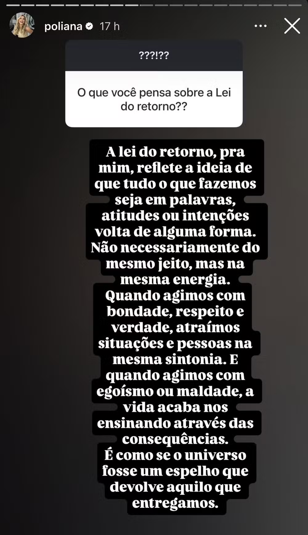 Indireta? Ex-sogra de Virginia, Poliana Rocha reflete sobre “lei do retorno” após vazamento de supostos prints de Vini Jr. com modelo 53 Indireta? Ex-sogra de Virginia, Poliana Rocha reflete sobre “lei do retorno” após vazamento de supostos prints de Vini Jr. com modelo