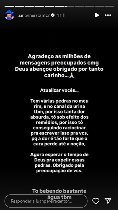 Luan Pereira desabafa sobre dor intensa após diagnóstico de pedras nos rins 54 Luan Pereira desabafa sobre dor intensa após diagnóstico de pedras nos rins