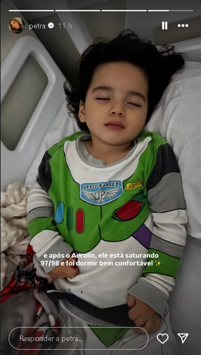 Filho de Petra Mattar é internado novamente por complicações pulmonares