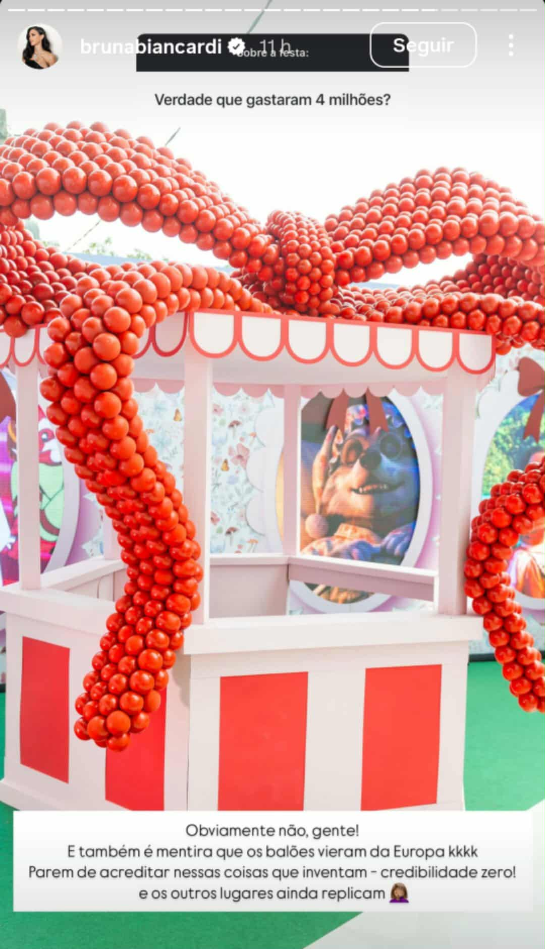 Bruna Biancardi reage a rumores sobre suposto gasto de R$ 4 milhões na festa de Mavie