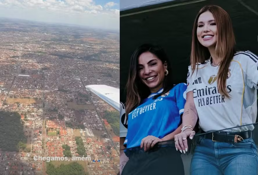 Melhor amiga de Vini Jr. chega em jatinho de Virginia Fonseca para festa de Maria Flor em Goiânia