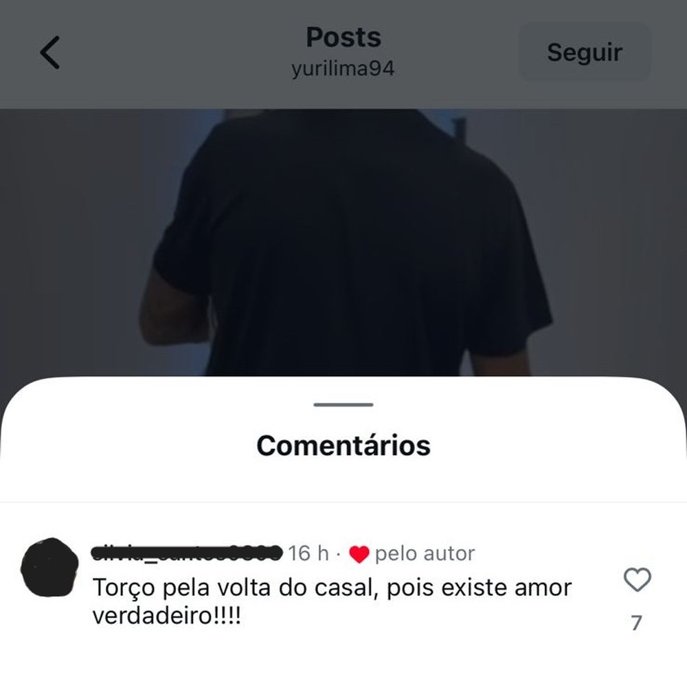 Yuri Lima demonstra desejo de reconciliação com IZA após curtir comentário sobre volta do casal