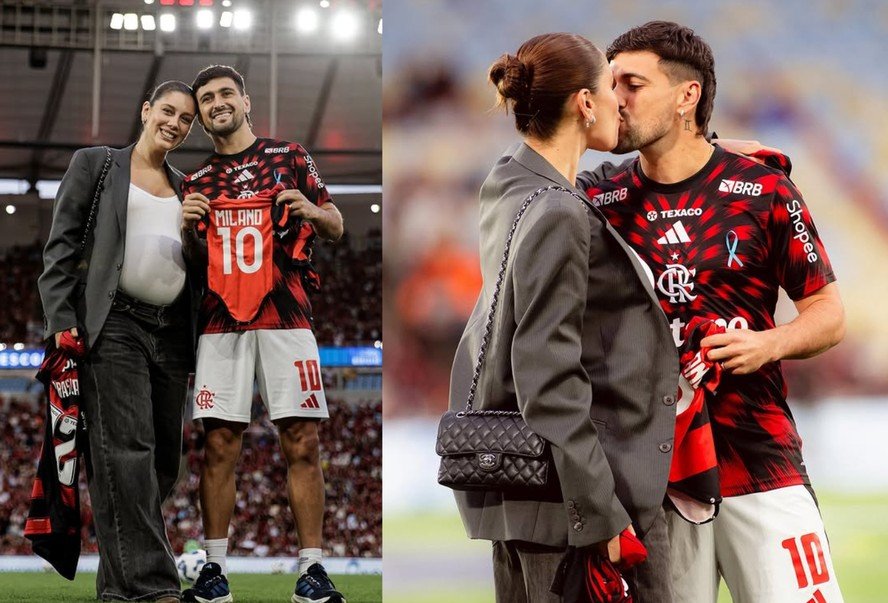 Arrascaeta e Camila Bastiani revelam o nome do primeiro filho durante homenagem do Flamengo no Maracanã 51 Arrascaeta e Camila Bastiani revelam o nome do primeiro filho durante homenagem do Flamengo no Maracanã