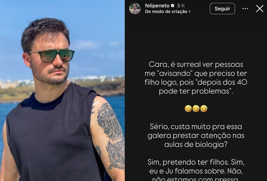Felipe Neto rebate pressão para ter filhos e diz que não está com pressa 52 Felipe Neto rebate pressão para ter filhos e diz que não está com pressa
