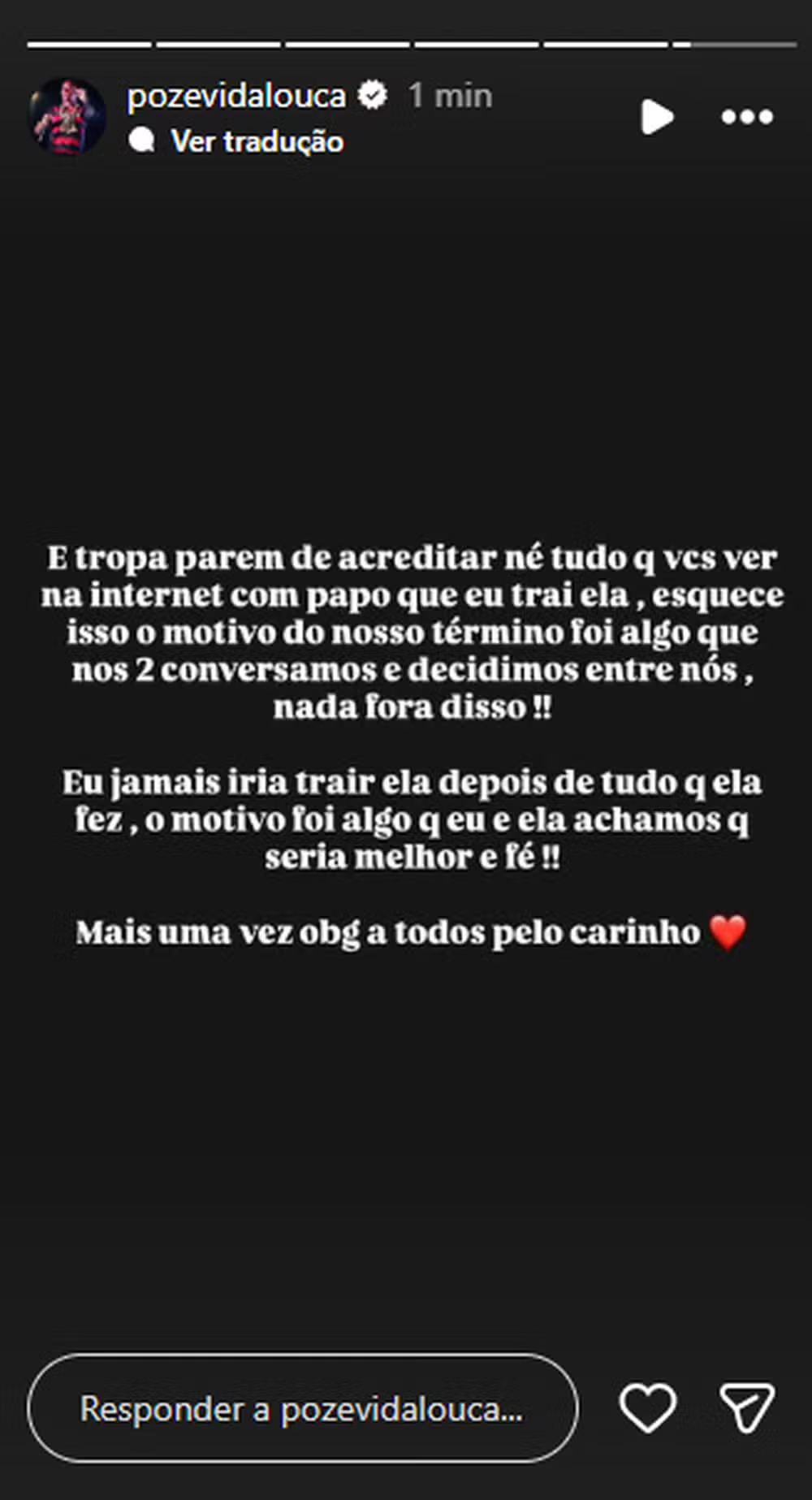 MC Poze do Rodo nega traição e revela motivo do fim com Vivi Noronha: “Decisão foi entre nós”