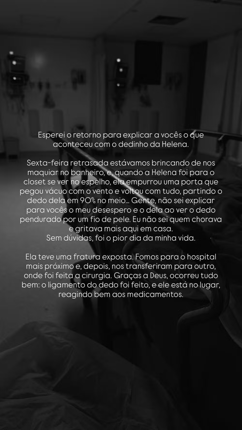 Amanda Kimberlly detalha acidente de Helena, filha de Neymar: 'Partiu ao meio'