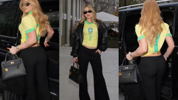 Virginia Fonseca prestigia jogo da Seleção em Londres usando bolsa de R$ 130 mil