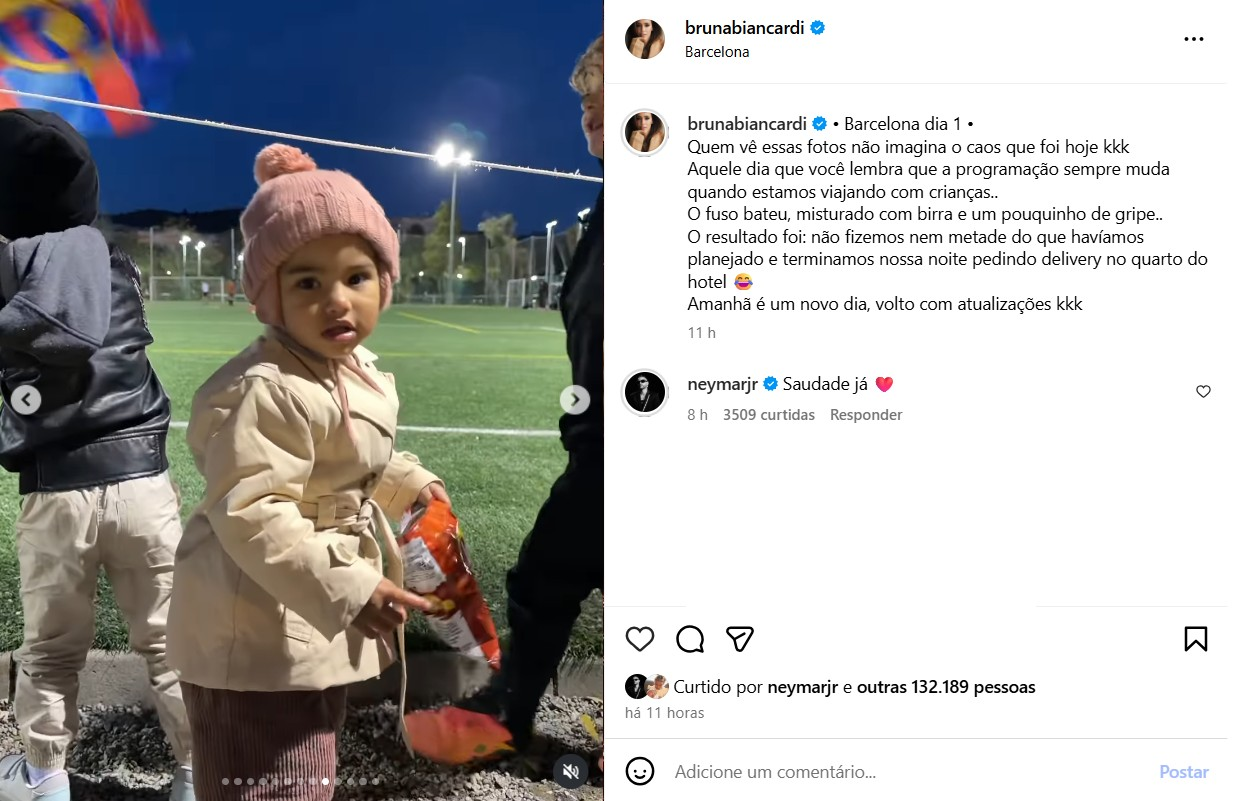 Filhas de Bruna Biancardi e Neymar Jr encantam web em primeira viagem internacional