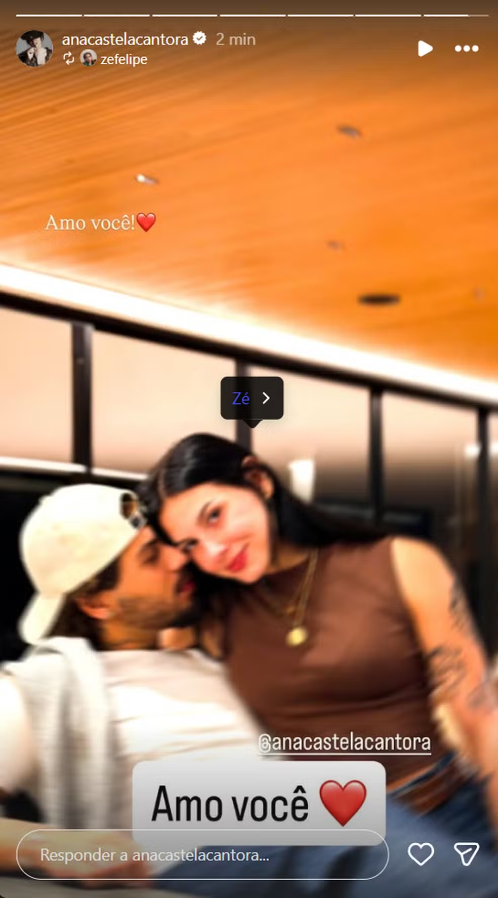 Zé Felipe se declara para Ana Castela nas redes sociais: “Amo você”