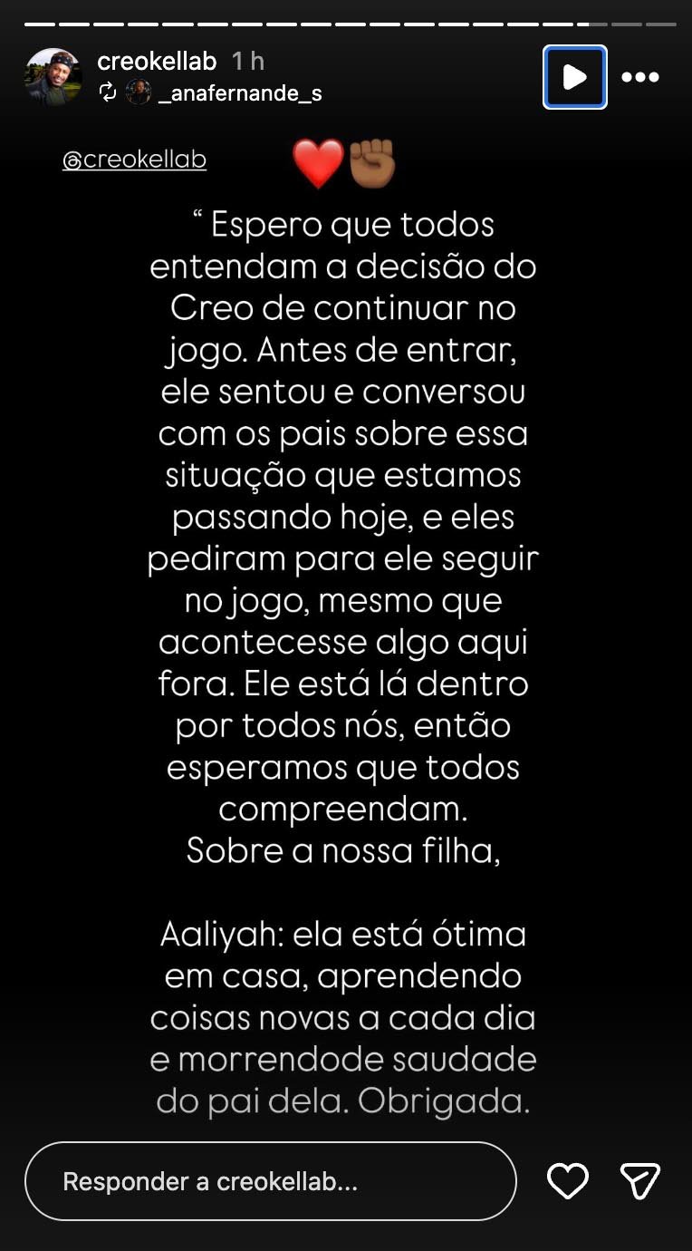 A Fazenda 17: Creo recebe informação externa sobre estado de saúde da mãe e decide permanecer no reality