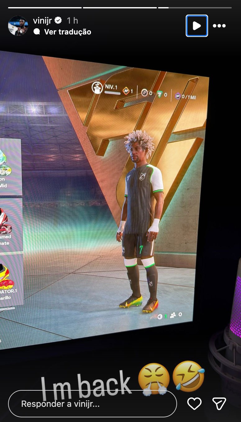 Sem Virginia, Vini Jr mostra como aproveitou a sexta-feira em Madrid; veja