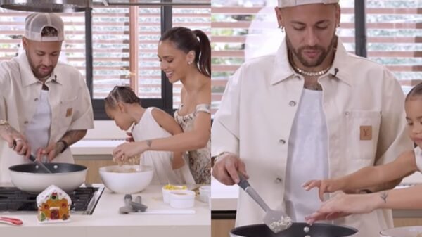 Neymar surge cozinhando com Bruna Biancardi e Mavie rouba a cena; veja vídeo