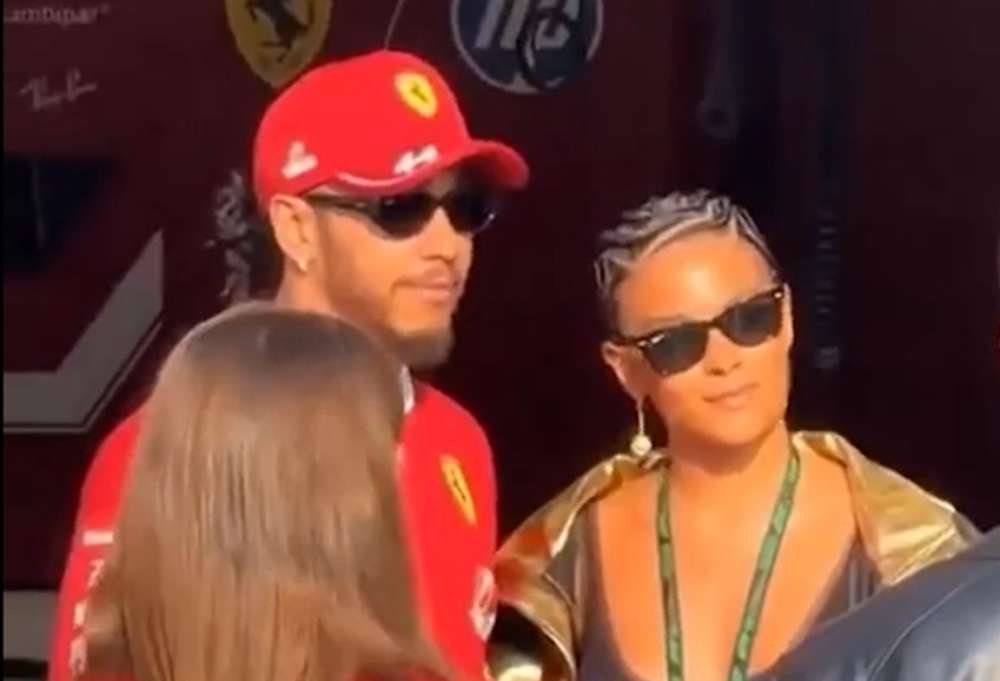 Bella Campos encontra Lewis Hamilton no Catar e diverte fãs com brincadeira nas redes