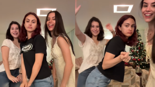 Camila Mendes viraliza ao postar vídeo dançando com as primas durante férias no Brasil 1 Camila Mendes viraliza ao postar vídeo dançando com as primas durante férias no Brasil