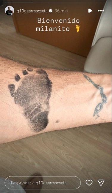 Arrascaeta anuncia nascimento do filho com Camila Bastiani; parto foi antecipado por viagem ao Catar