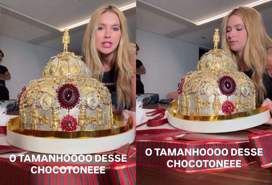 Virginia Fonseca se surpreende ao receber chocotone personalizado avaliado em mais de R$ 5 mil