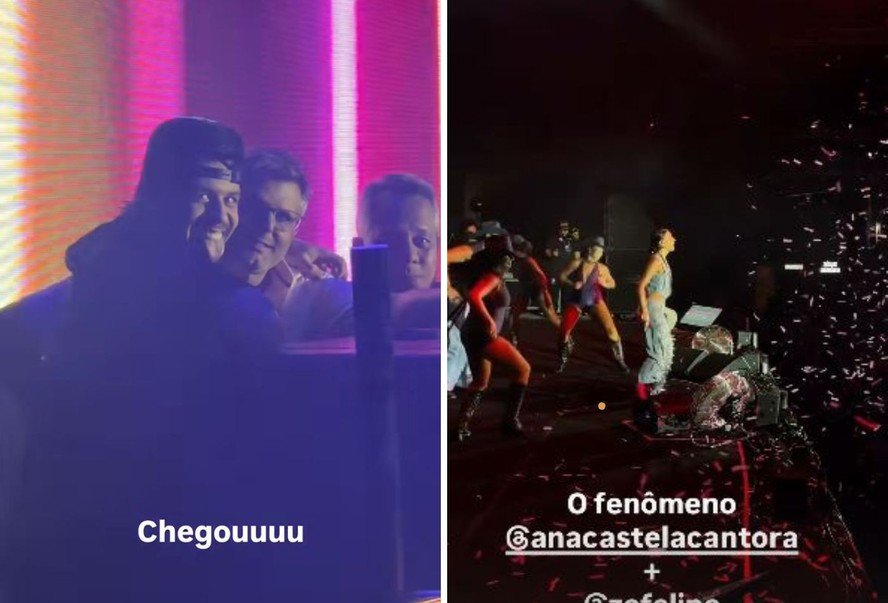 Zé Felipe prestigia show de Ana Castela nos bastidores ao lado do sogro