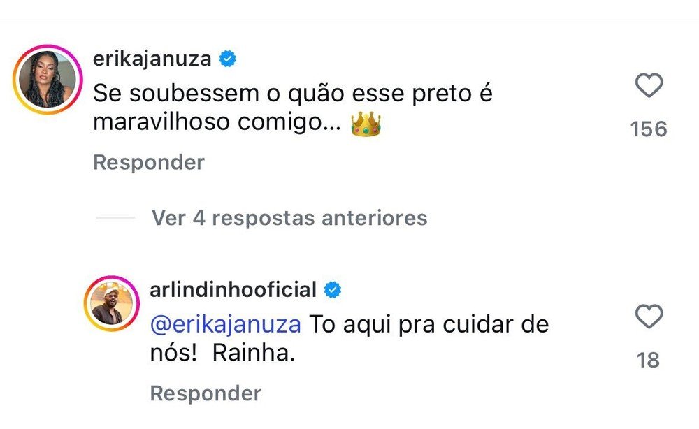 Erika Januza defende Arlindinho após críticas ao relacionamento