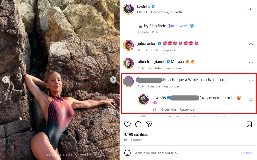 Danielle Winits posa de maiô em viagem com o filho, recebe críticas nas redes e responde com ironia
